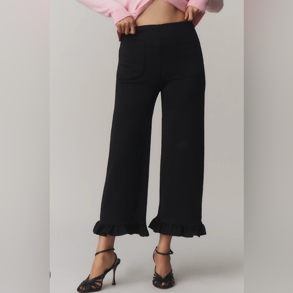 Ann Taylor Pants - ANN TAYLOR Black Straight Ruffle Hem Pants Size 10 EUC $109 KL